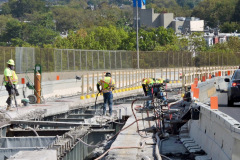 October 2019 - With the concrete deck removed, crews make repairs to the structural components of the U.S. 1/Roosevelt Expressway viaduct in North Philadelphia.