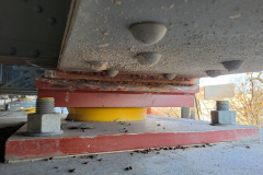 March 2021 - A new bearing plate installed between a bridge beam and support column.