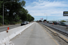 May 2019 - Crews removed the existing median on the viaduct in preparation to repair the structural steel and replace the pavement.
